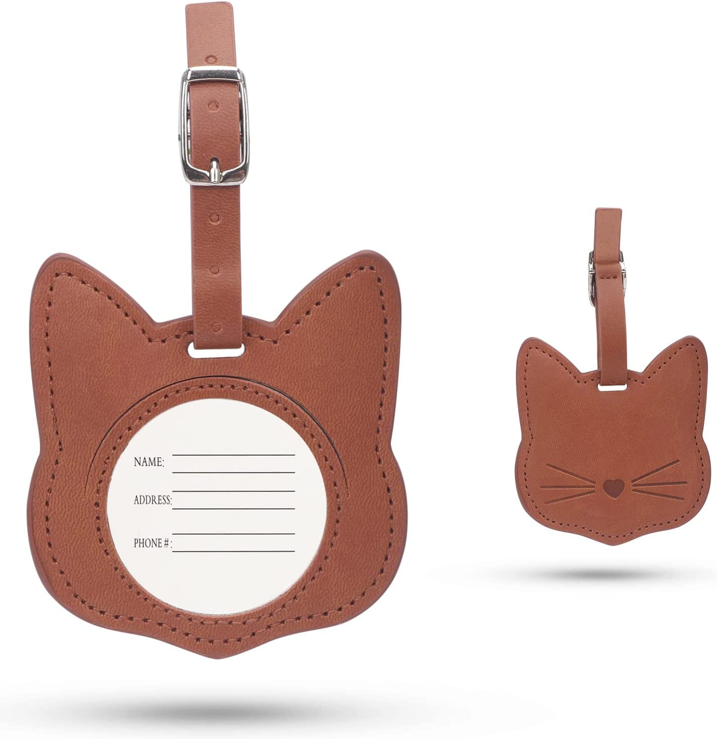 Luggage Tags for Suitcases, Premium PU Leather Luggage Identifiers with Adjustable Strap Name ID