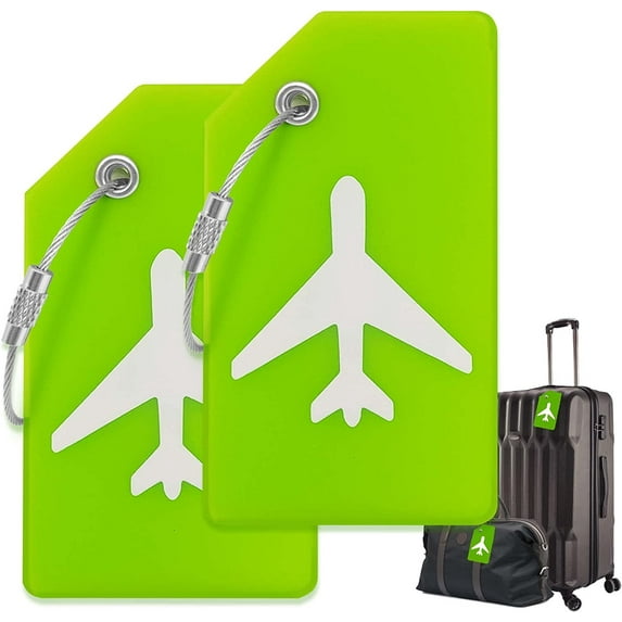 Luggage Tags for Suitcases, Quickly Spot 8Pcs Luggage Identifier Tags, Travel Essentials Accessories Name Tags for Backpacks, Suitcases, Travel Bags, Baggage, Cruise - Flexible Silicone (Green)