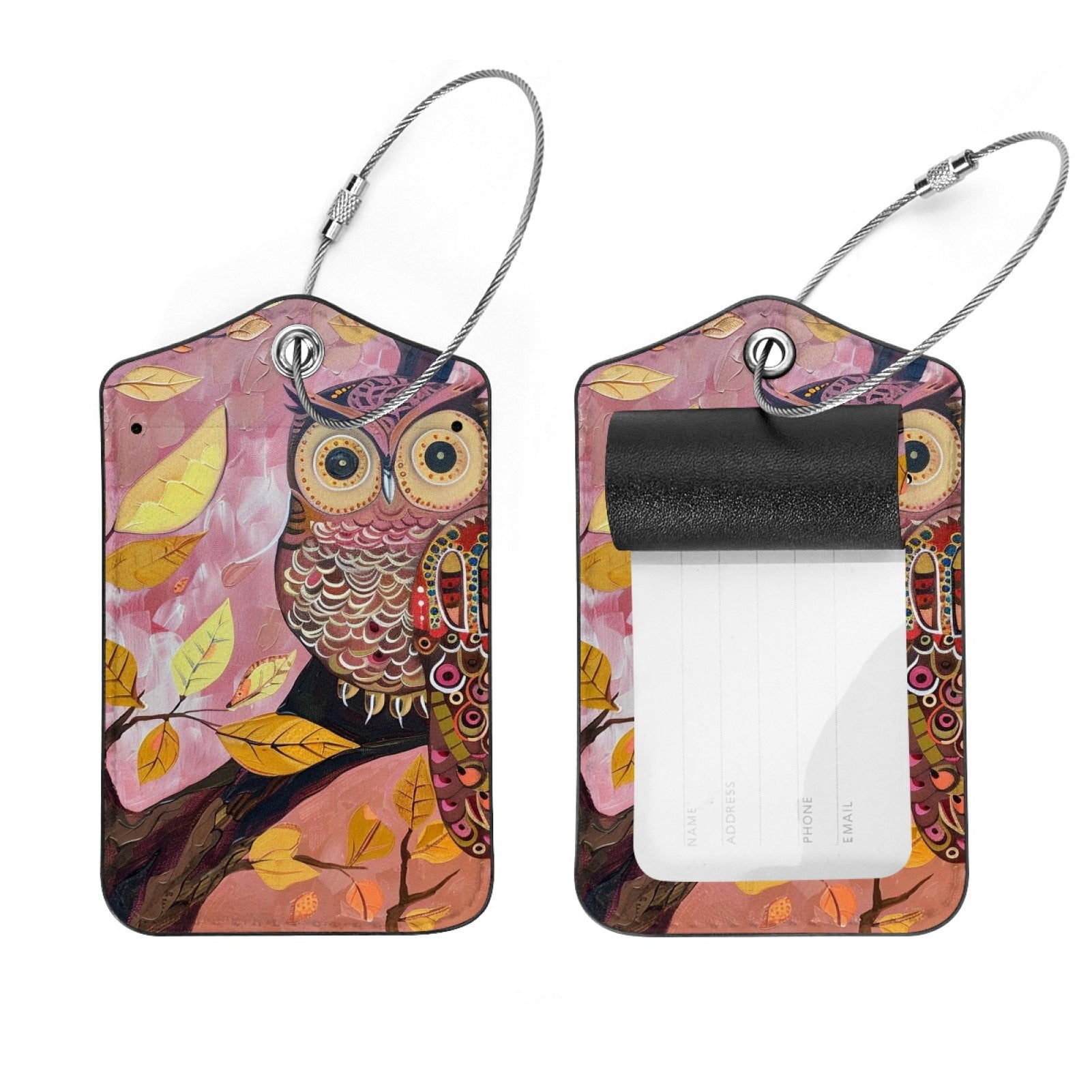 Luggage Tags for Suitcases, 2 Pcs Suitcase Tag, Faux Leather Luggage