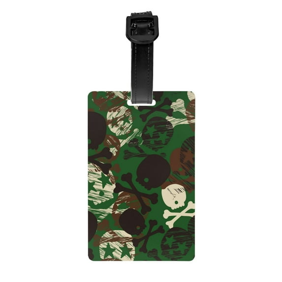 Luggage Tags for Suitcases, Camouflage Skull Leather Bag Luggage Tags ID Label Tags Privacy Protection Travel Bag Labels
