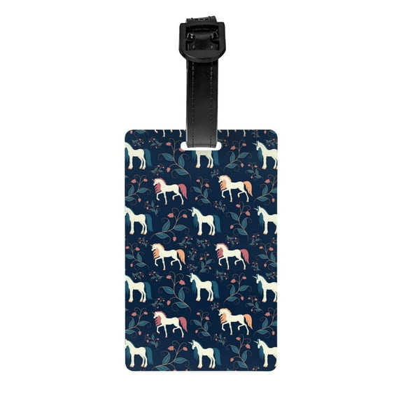 Luggage Tags for Suitcases, Cartoon Cute Horse Flowers Leather Bag Luggage Tags ID Label Tags Privacy Protection Travel Bag Labels