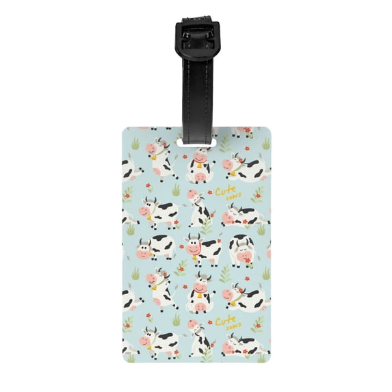 Luggage Tags for Suitcases, Cute Cows Leather Bag Luggage Tags ID Label Tags Privacy Protection Travel Bag Labels