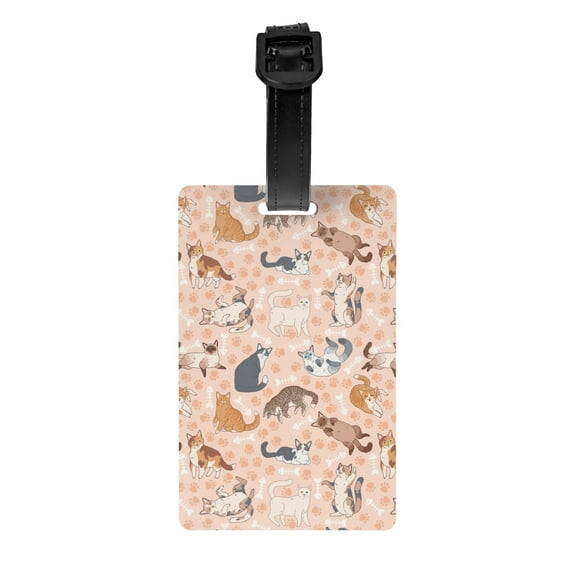 Luggage Tags for Suitcases, Cute cat_E Leather Bag Luggage Tags ID Label Tags Privacy Protection Travel Bag Labels