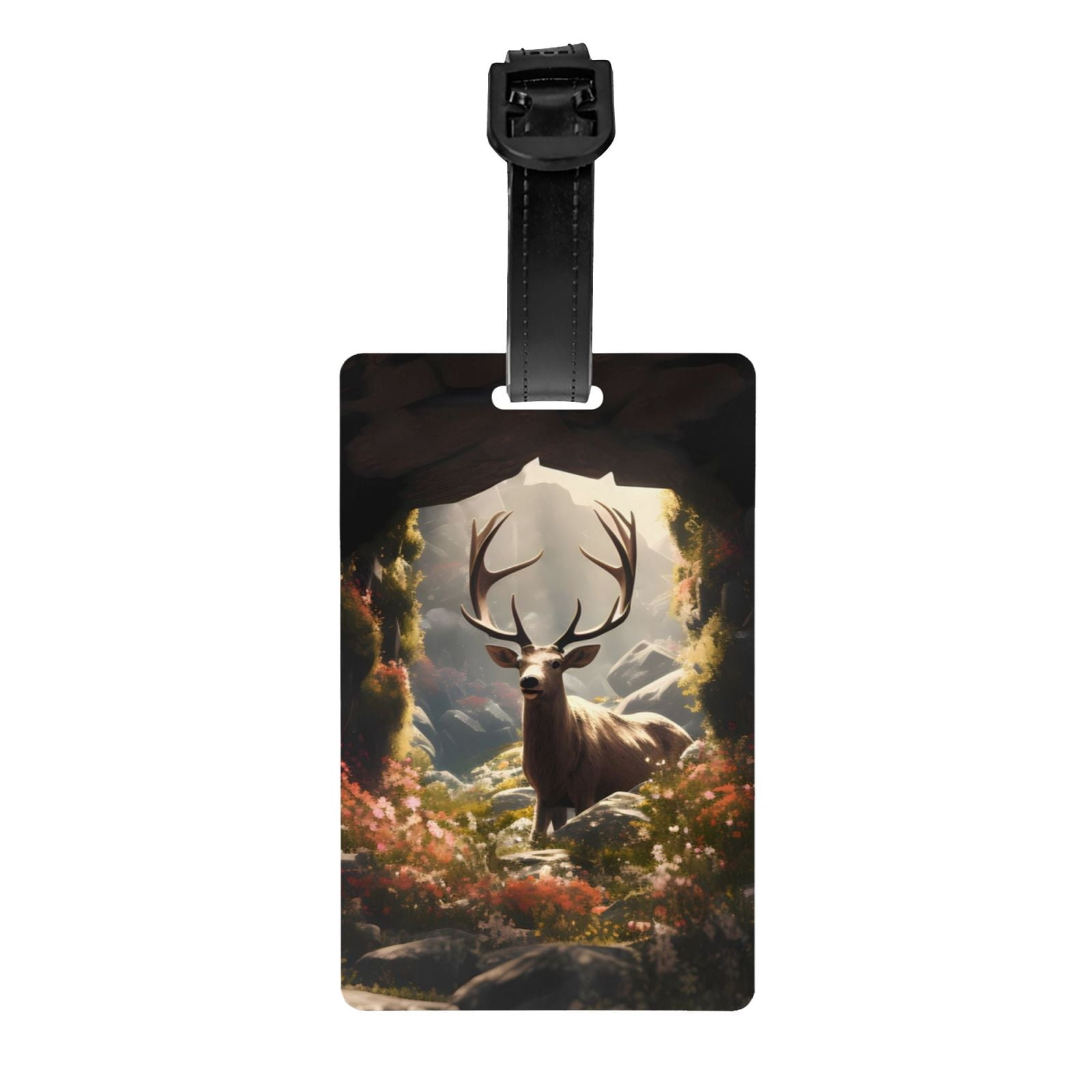 Luggage Tags for Suitcases, Enchanted Deer In Cave Leather Bag Luggage ...