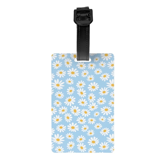 Luggage Tags for Suitcases, Floral daisy Leather Bag Luggage Tags ID Label Tags Privacy Protection Travel Bag Labels