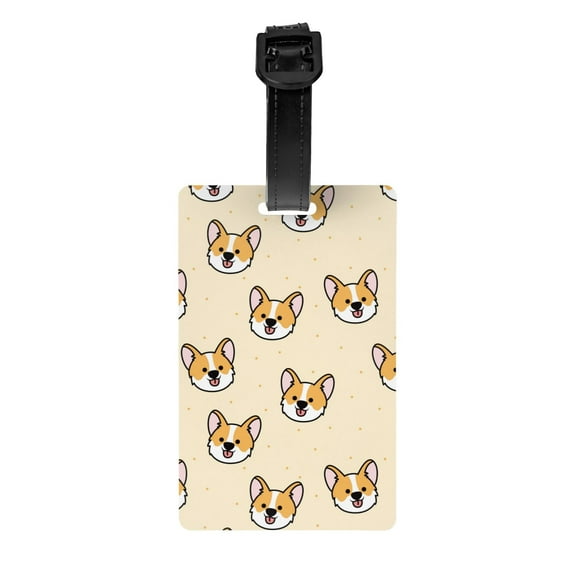 Luggage Tags for Suitcases, Funny Cute Corgi Dog Face Leather Bag Luggage Tags ID Label Tags Privacy Protection Travel Bag Labels