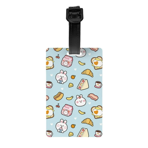 Luggage Tags for Suitcases, Funny Cute Rabbit Milk Sandwich Leather Bag Luggage Tags ID Label Tags Privacy Protection Travel Bag Labels