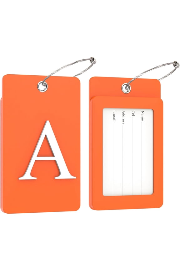 Luggage Tags for Suitcases, Initial Letter Travel Luggage Identification Labels with Stainless Steel Loop