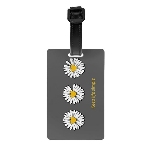 Luggage Tags for Suitcases, Keep Life Simple Daisy Flower Leather Bag Luggage Tags ID Label Tags Privacy Protection Travel Bag Labels