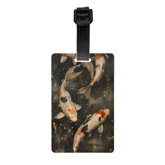 Luggage Tags for Suitcases, Koi Fish Tranquility Leather Bag Luggage Tags ID Label Tags Privacy Protection Travel Bag Labels
