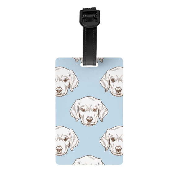 Luggage Tags for Suitcases, Labrador Retriever Dog Blue Leather Bag Luggage Tags ID Label Tags Privacy Protection Travel Bag Labels