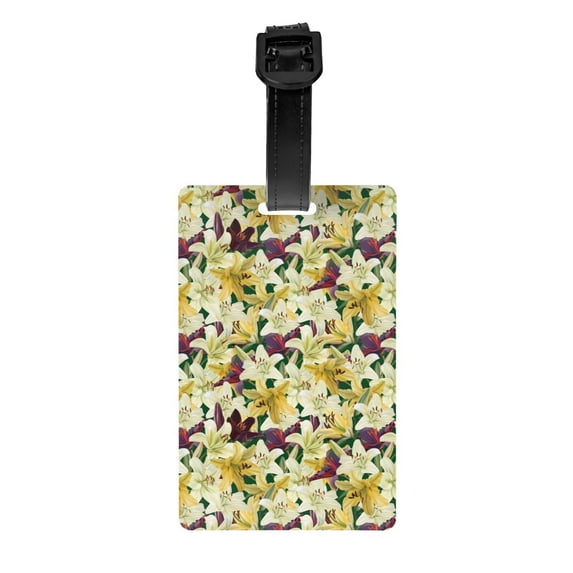 Luggage Tags for Suitcases, Lilies Flowers Gorgeous Leather Bag Luggage Tags ID Label Tags Privacy Protection Travel Bag Labels