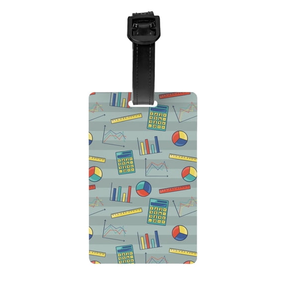 Luggage Tags for Suitcases, Math Print ruler calculator Leather Bag Luggage Tags ID Label Tags Privacy Protection Travel Bag Labels