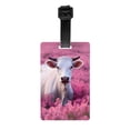 thumbnail image 1 of Luggage Tags for Suitcases, Pink Flower Field Cow Leather Bag Luggage Tags ID Label Tags Privacy Protection Travel Bag Labels, 1 of 6