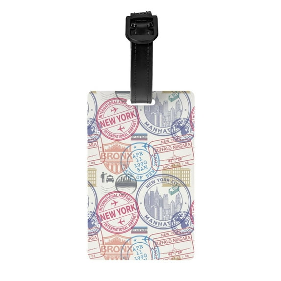 Luggage Tags for Suitcases, Postmark Pattern newyork Leather Bag Luggage Tags ID Label Tags Privacy Protection Travel Bag Labels