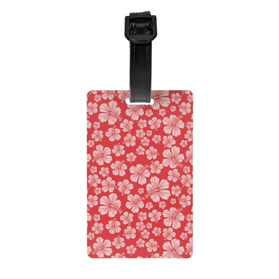 Luggage Tags for Suitcases, Red Hibiscus Flower Leather Bag Luggage Tags ID Label Tags Privacy Protection Travel Bag Labels