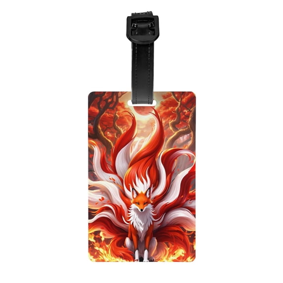 Luggage Tags for Suitcases, Red Sun Flame Fox Leather Bag Luggage Tags ID Label Tags Privacy Protection Travel Bag Labels