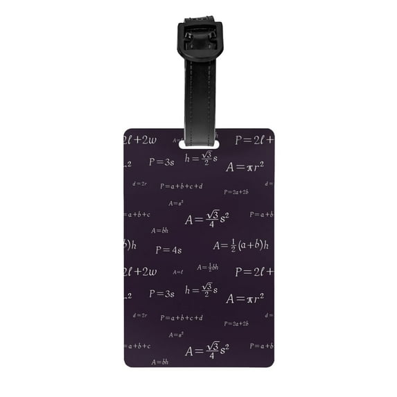 Luggage Tags for Suitcases, black Math Print funny Leather Bag Luggage Tags ID Label Tags Privacy Protection Travel Bag Labels