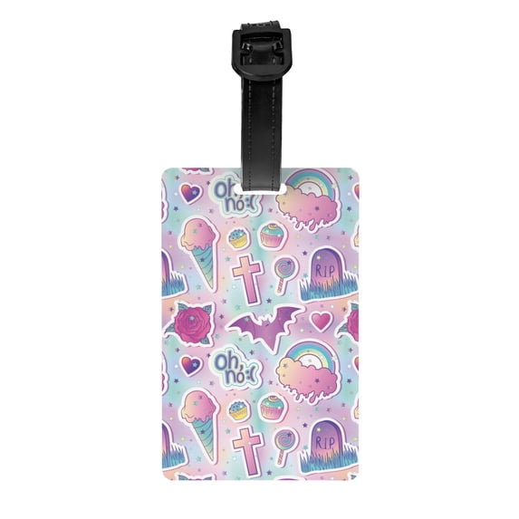 Luggage Tags for Suitcases, pink ice cream Leather Bag Luggage Tags ID Label Tags Privacy Protection Travel Bag Labels