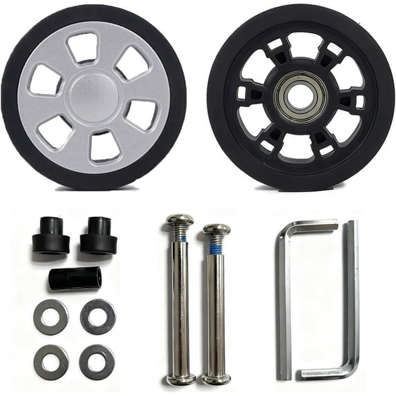 Luggage Wheels Replacement Kit 55mm x 12mm Black Rubber Wheel with Screws Axles Bearings Wear Resistant Mute Suitcase Wheels for Replacement Luggage Suitcase Caster Sliver 2pcs