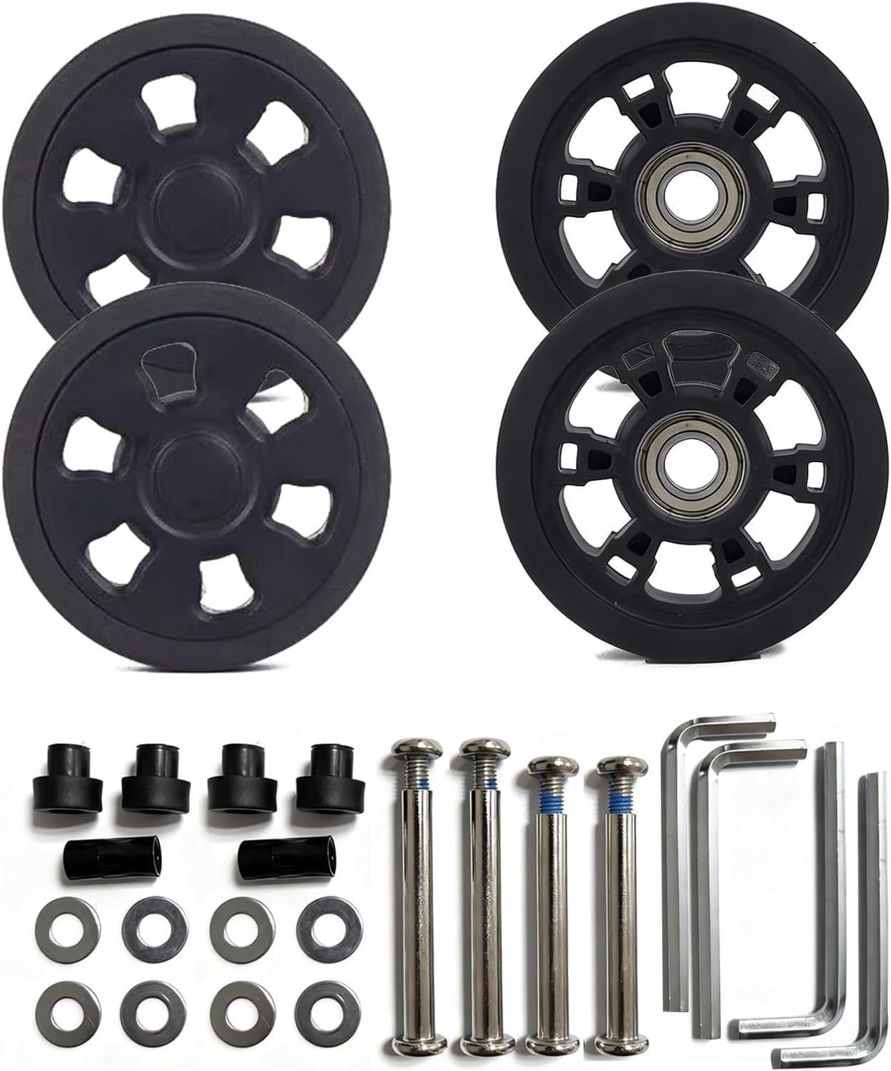Luggage Wheels Replacement Kit 60mm x 12mm Black Rubber Wheel with Screws Axles Bearings Wear Resistant Mute Suitcase Wheels for Replacement Luggage Suitcase Caster Black 4pcs