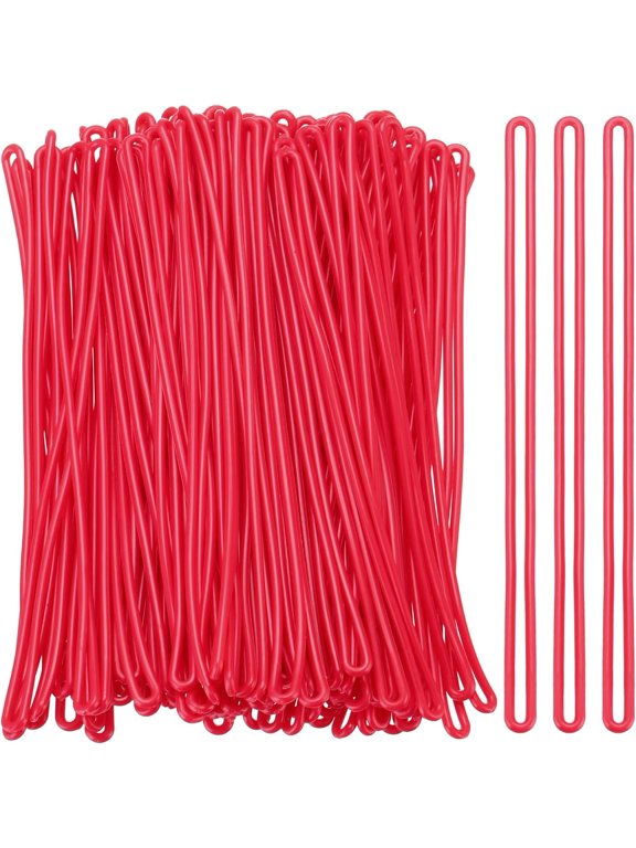 Luggage tag Loops, 100 Pcs PVC Loop Straps Bag Tag Loops Holders Worm for ID Card Bags Suitcase Label Fasteners, Red