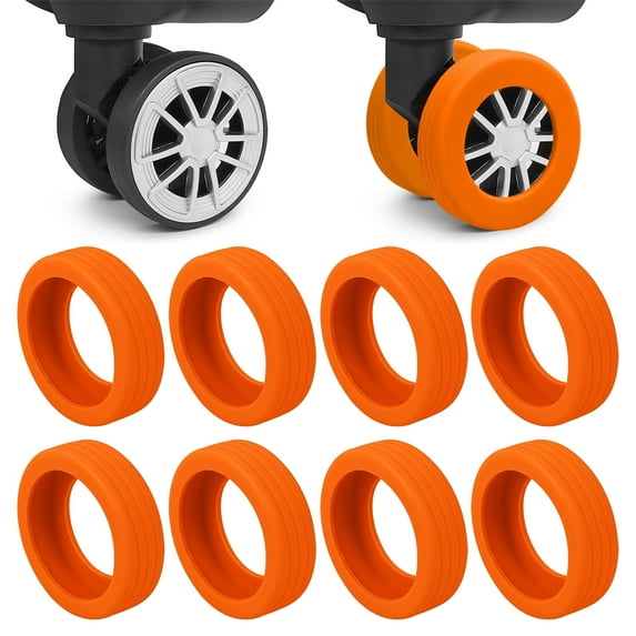 MEETSWEET Silicone Luggage Wheel Sleeves 9 pieces orange