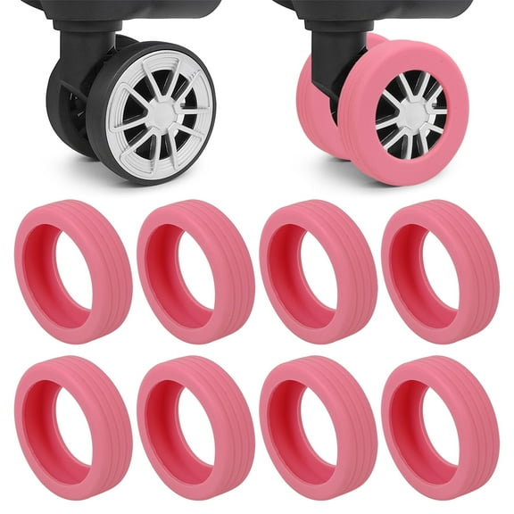 MEETSWEET Silicone Luggage Wheel Sleeves 9 pieces pink