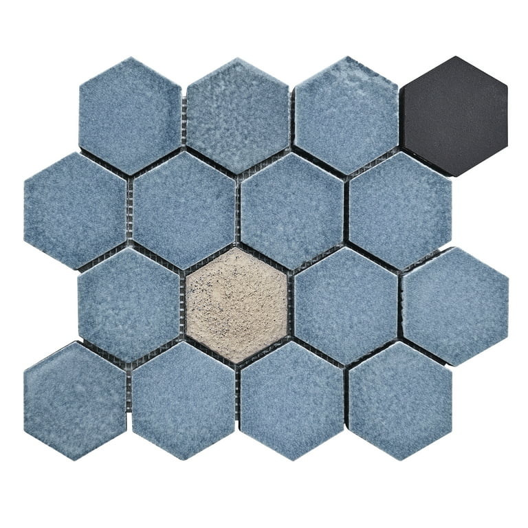 Glass Mosaic Tile Staggered Lava Dark Blue 1x1