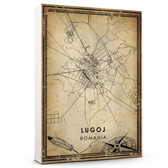 Lugoj Vintage Map Prints Canvas, Romania Map Art Canvas, Canvas, Lugoj Map City style vintage Canvas , Canvas Wall Art, Street Map Artwork Canvas