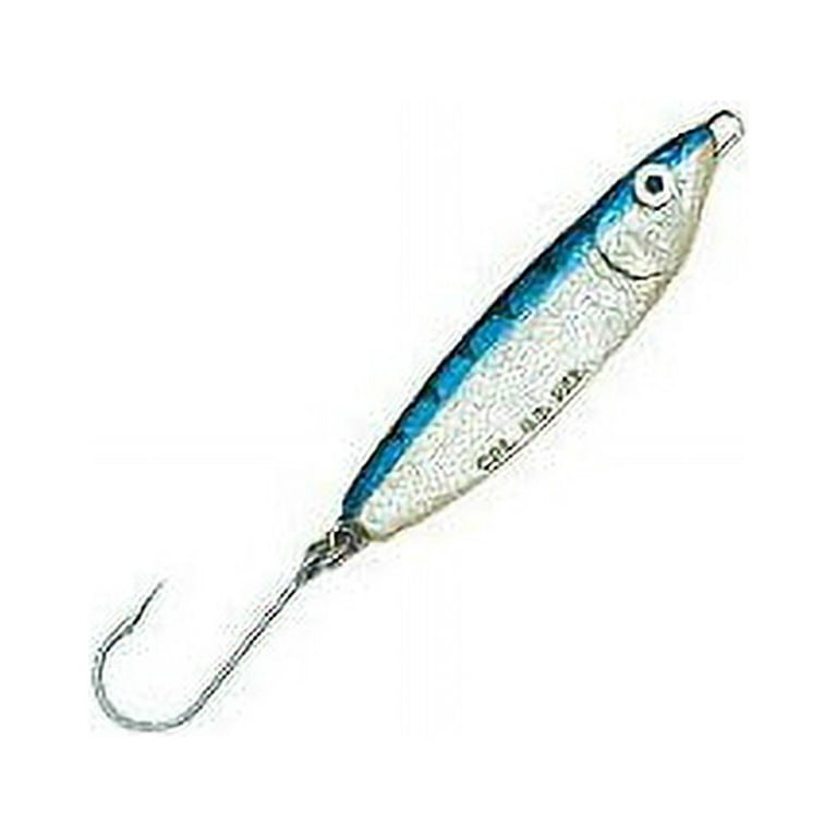 Luhr Jensen Crippled Herring Spoon 3 1/2 3oz Fishing Lure Nickel/Neon Blue  Back