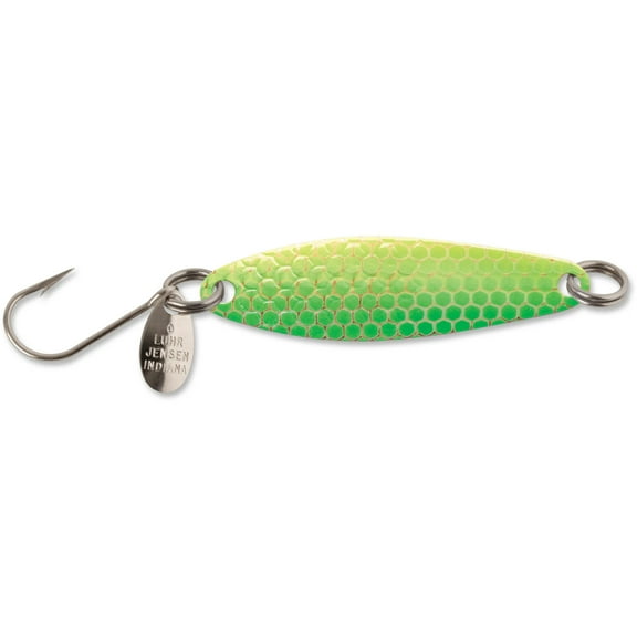 Luhr Jensen Needlefish 3 Thin-Blade Spoon - Green Hot Scale UV
