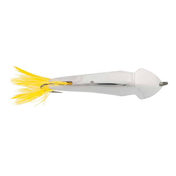 Luhr Jensen Pet Spoon 1/6 oz Yellow Feather Chrome