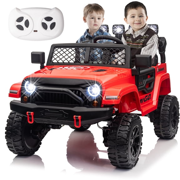 Luibas 24V 2-Seater 2024 Kids UTV, Ride on Car with Remote Control, 4x4 Battery Powered Electric Vehicle, 4WD Side by Side UTV for Kids 3-8yrs with EVA Rubber Tires, Music, Bluetooth, Red