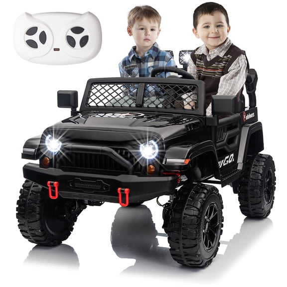 Luibas 24V 2-Seater 2024 Kids UTV, Ride on Car with Remote Control, 4x4 Battery Powered Electric Vehicle, 4WD Side by Side UTV for Kids 3-8yrs with EVA Rubber Tires, Music, Bluetooth, Black