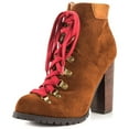 thumbnail image 1 of Luichiny Anna may IMI Suede Lug Sole Lace Up Combat Stacked heel Ankle Booties (Chamois Timberland Yellow, 10), 1 of 2