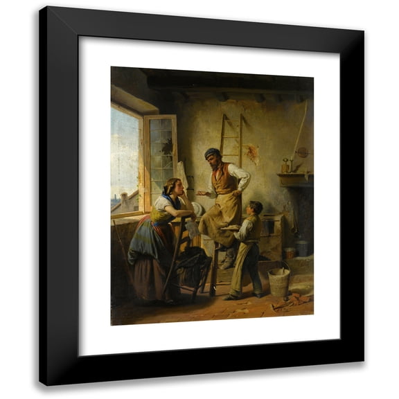 Luigi Bianchi 12x14 Black Modern Framed Museum Art Print Titled - An Interview of Circumstance (1861)
