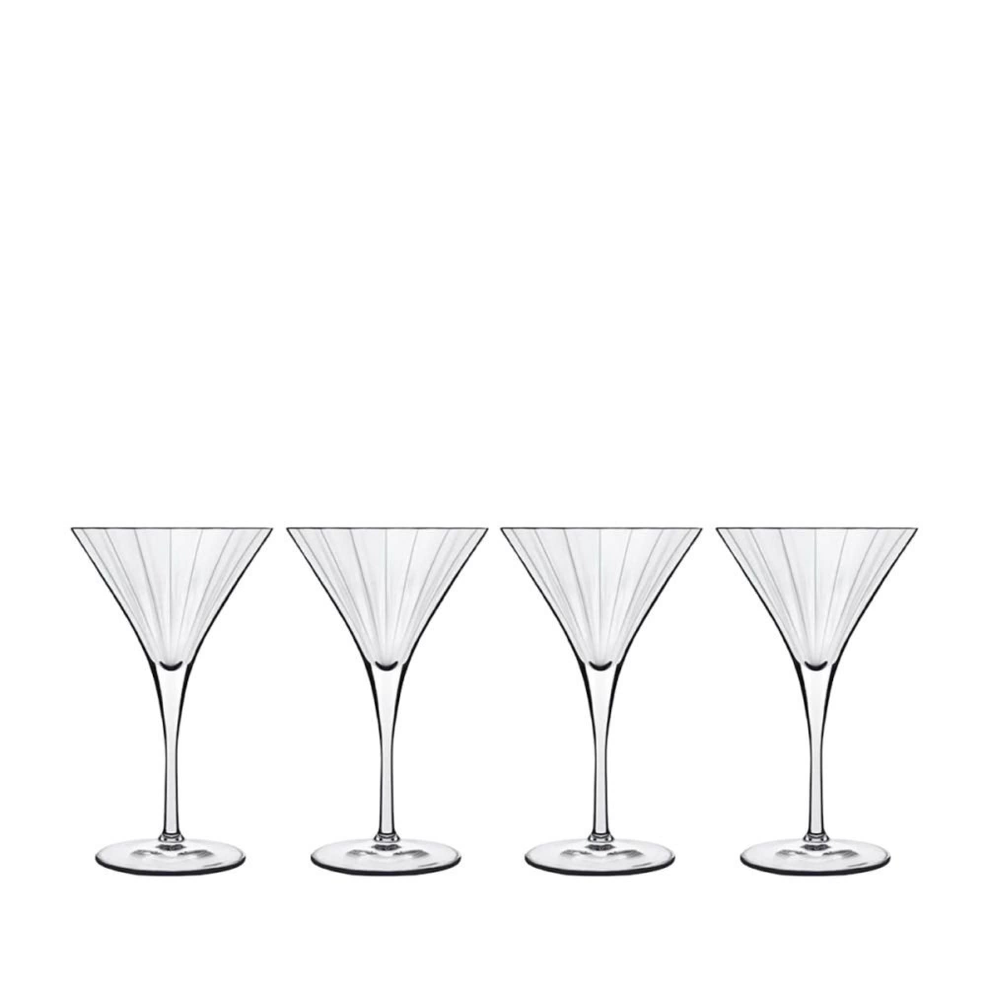 Clear Ribbed Break Resistant Martini Glass Set of Four