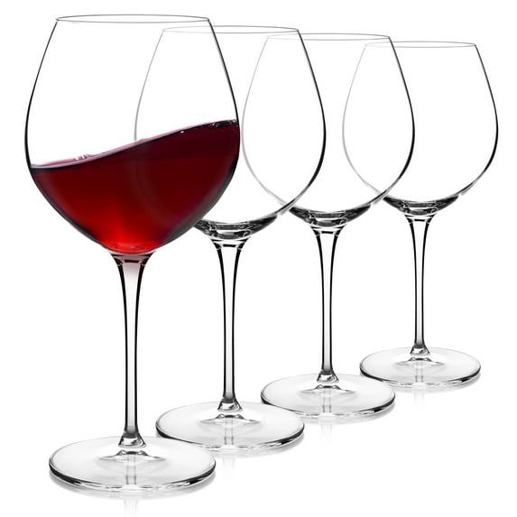 Luigi Bormioli Crescendo 22.25 Ounce, Bourgogne Wine Glasses, Set Of 4, Crystal SON-hyx Glass, Made In Italy.