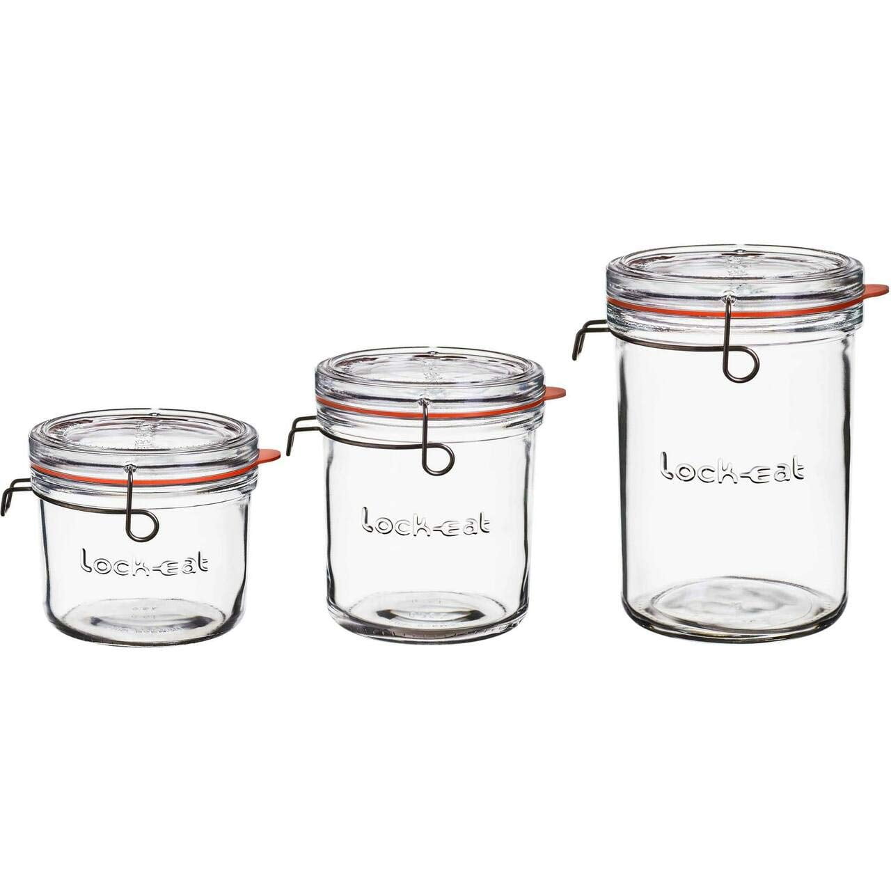 Clear Glass Airtight Canning Jar Set with Stainless Steel Clamp