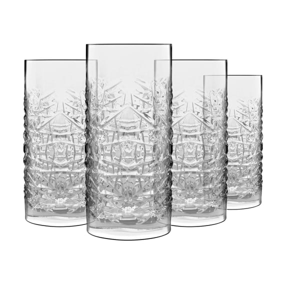 Luigi Bormioli Mixology 16.25 Oz Textures Hi-Ball Drinking Glasses Set of 4