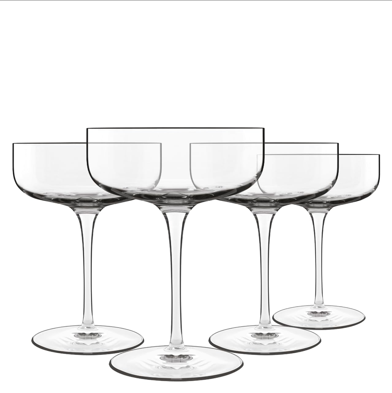 Elegant Clear Crystal Coupe Champagne Glasses Set of 4