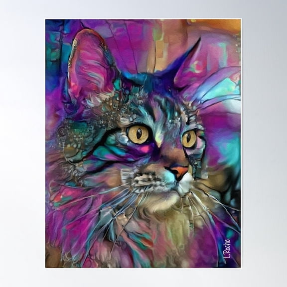 Luigi, Cat, Cat, Vhat, Lea Roche Paintings Poster Wall Art, Modern Wall Decor For Living Room Bedroom, 16x24 UNFRAMED