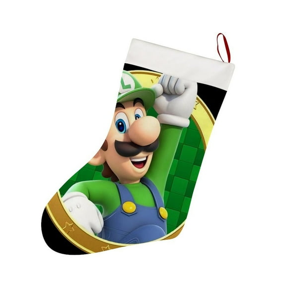 Luigi Christmas Stockings,Luigi Hanging Stockings,Xmas Socks for Holiday Party Family Christmas Decorations Favor Supplies,16.5 inch