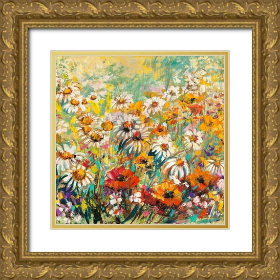 Luigi, Florio 15x15 Gold Ornate Wood Framed with Double Matting Museum Art Print Titled - Campo fiorito (dettaglio)