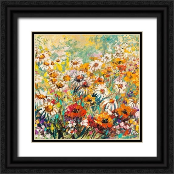 Luigi, Florio 26x26 Black Ornate Wood Framed with Double Matting Museum Art Print Titled - Campo fiorito (dettaglio)