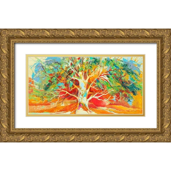 Luigi, Florio 32x18 Gold Ornate Wood Framed with Double Matting Museum Art Print Titled - Albero felice