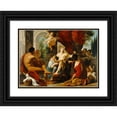 thumbnail image 1 of Luigi Garzi 14x11 Black Ornate Wood Framed Double Matted Museum Art Print Titled: Hercules and Omphale (About 1700-1710), 1 of 5
