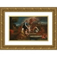 thumbnail image 1 of Luigi Garzi 14x11 Gold Ornate Wood Frame and Double Matted Museum Art Print Titled - Holy Family with Angels in a Landscape, 1 of 4