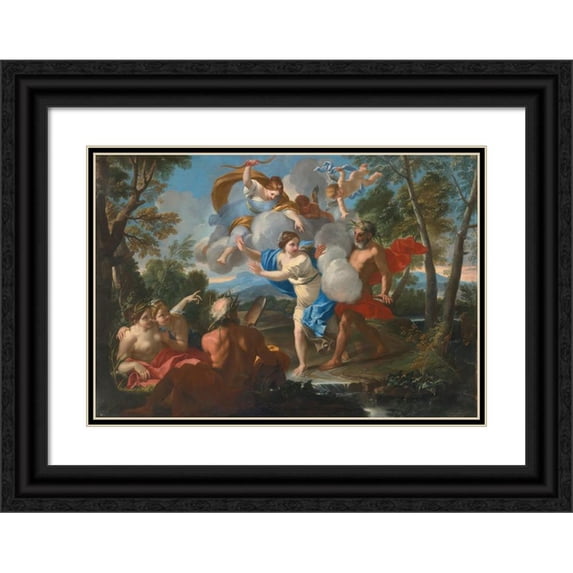 Luigi Garzi 18x14 Black Ornate Wood Framed Double Matted Museum Art Print Titled - Alpheus and Aretusa